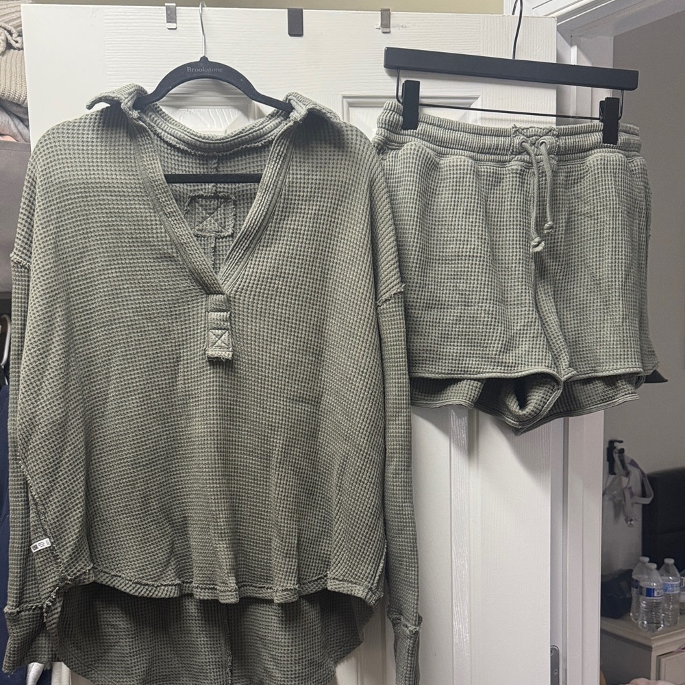 Aerie Waffle set top/shorts